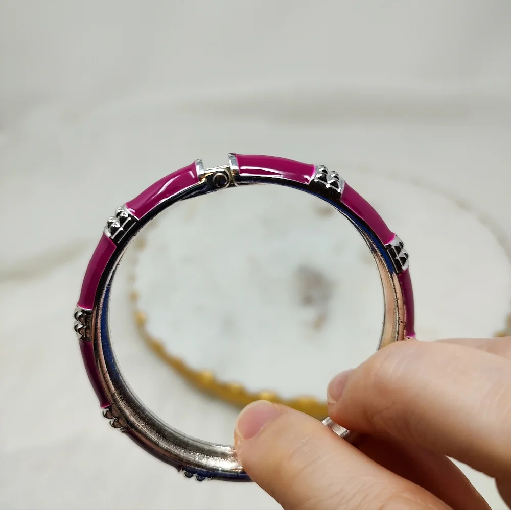 Elegant Silver and Pink Bracelet